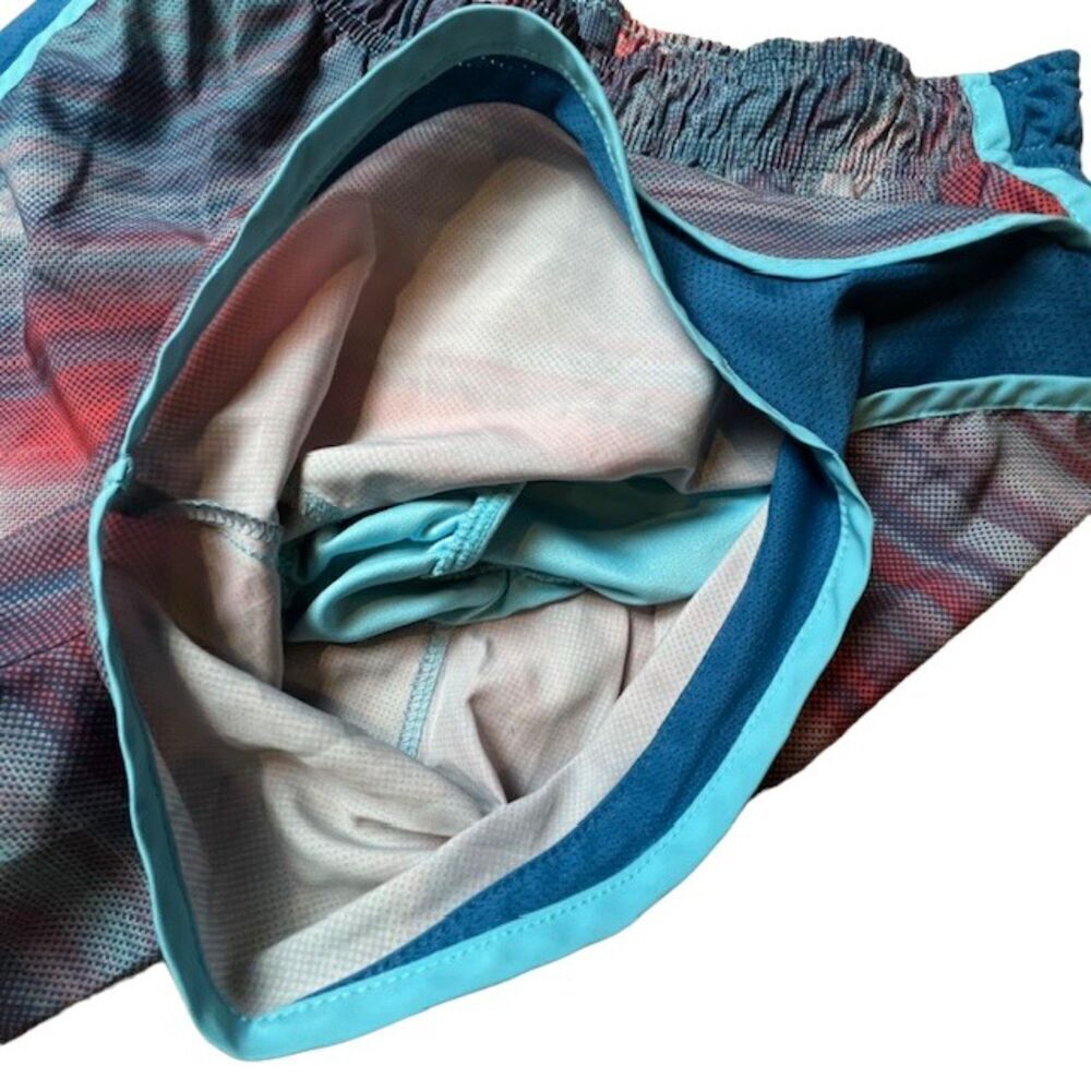 Nike Dri-Fit Women's Running Shorts Teal Blue Watercolor Small 831290-432 S‎ - Picture 2 of 8